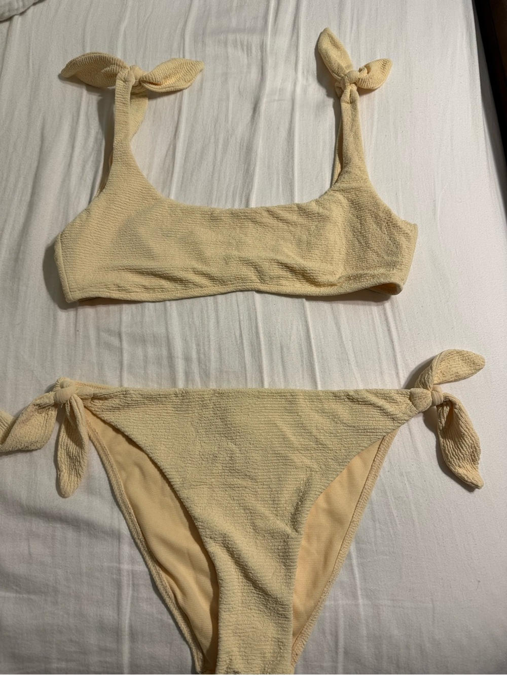 Gianni Bini Pale Yellow Tie-Shoulder Bikini
